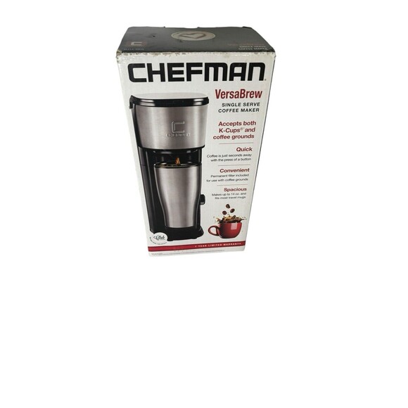 Single Serve Coffee Maker: K-Cup & Ground Compatible Single Cup Black- Chefman - Picture 2 of 12